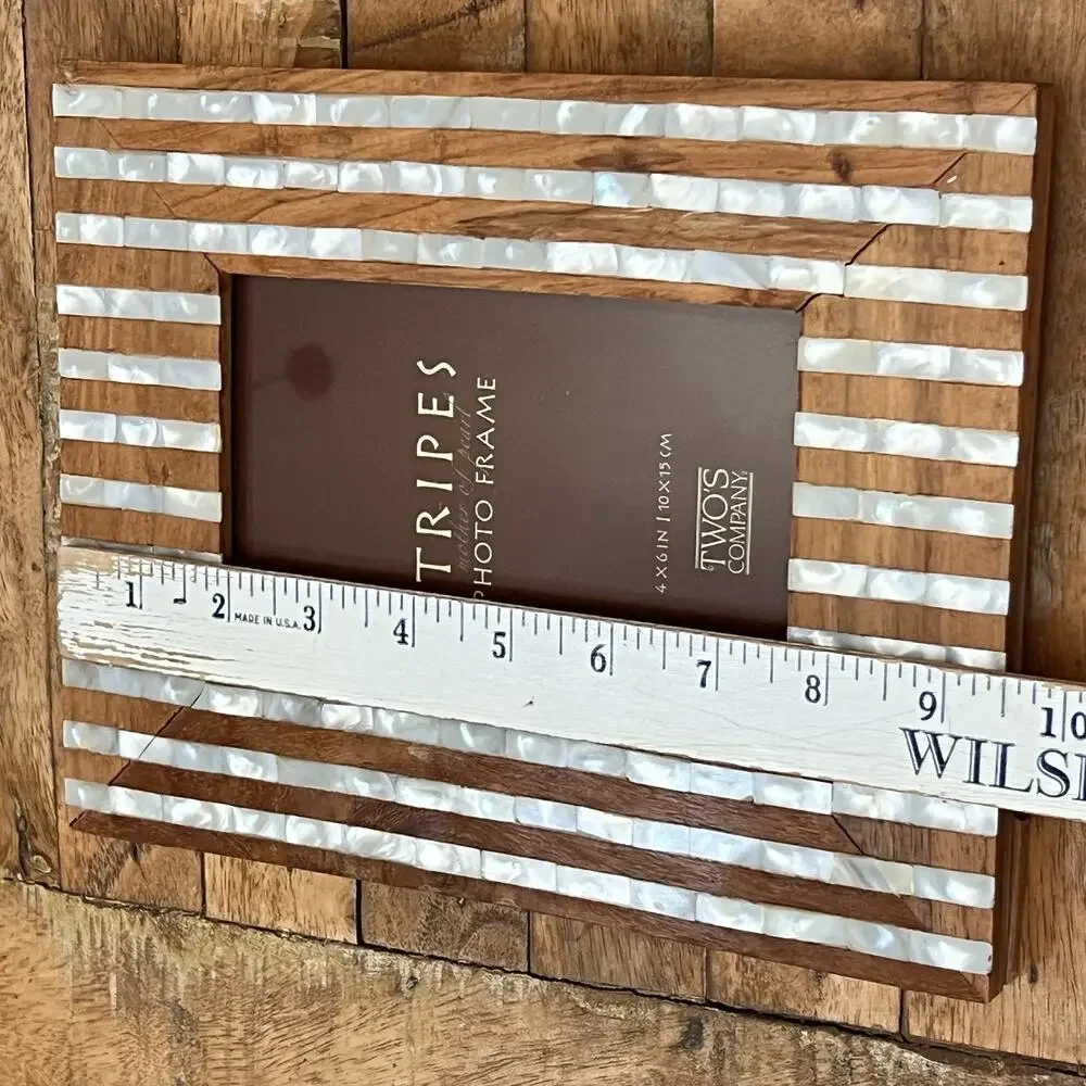Two's Company Mother Of Pearl Wood Striped inlaid 4X6